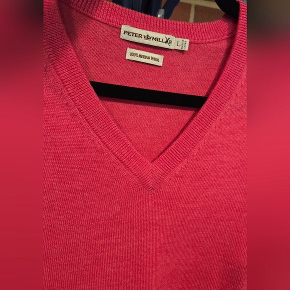 Peter Millar V-Neck 100% Merino Wool Mens Sweater Large - Picture 3 of 4
